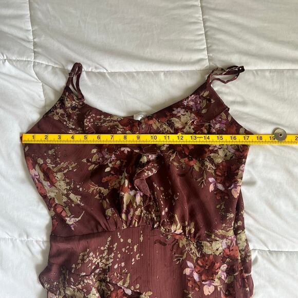 Dress Forum Womens Feminine Ruffle Tiered Dress Wine Size Large - Picture 11 of 12